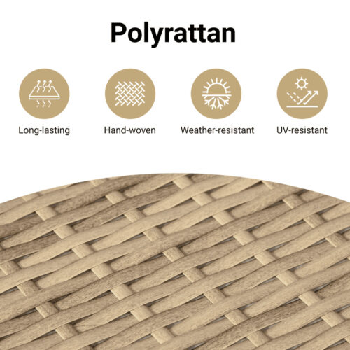 13-Piece Garden Sofa Set with Cushions Beige Poly Rattan Wicker Outdoor Patio Furniture - Image 4
