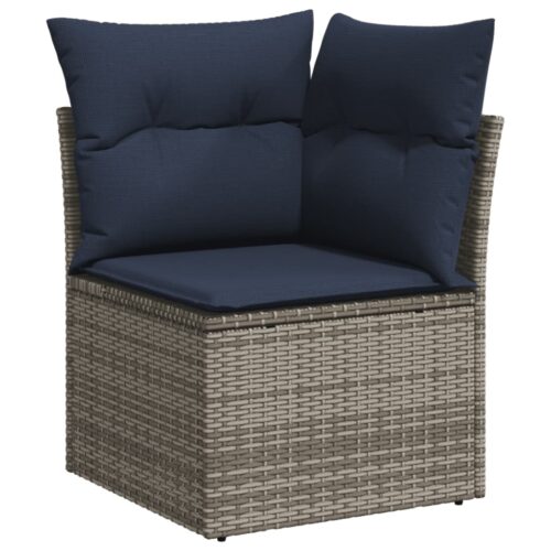 13-Piece Garden Sofa Set with Cushions Grey Poly Rattan Wicker Outdoor Patio Furniture - Image 3
