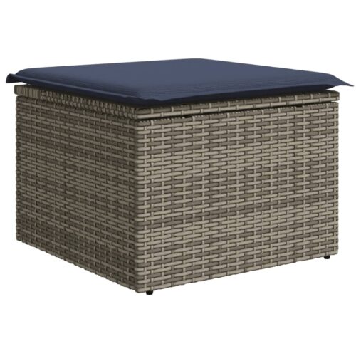 13-Piece Garden Sofa Set with Cushions Grey Poly Rattan Wicker Outdoor Patio Furniture - Image 6