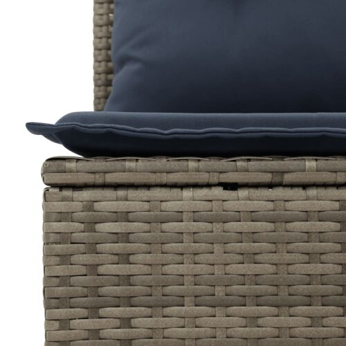 13-Piece Garden Sofa Set with Cushions Grey Poly Rattan Wicker Outdoor Patio Furniture - Image 7