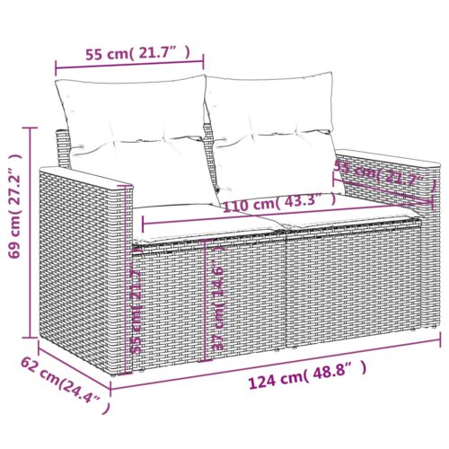 13-Piece Garden Sofa Set with Cushions Mix Beige Poly Rattan Wicker Outdoor Patio Furniture - Image 10