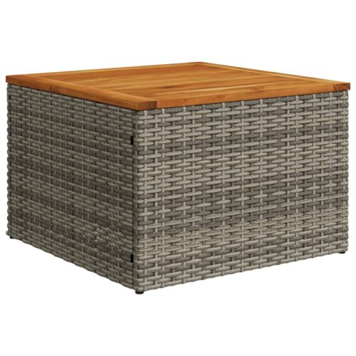 2-Piece Garden Sofa Set with Cushions Grey Poly Rattan Wicker Outdoor Patio Furniture Acacia - Image 4
