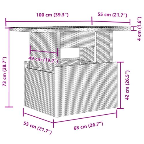 2-Piece Garden Sofa Set with Cushions Grey Poly Rattan Wicker Outdoor Patio Furniture Glass - Image 9