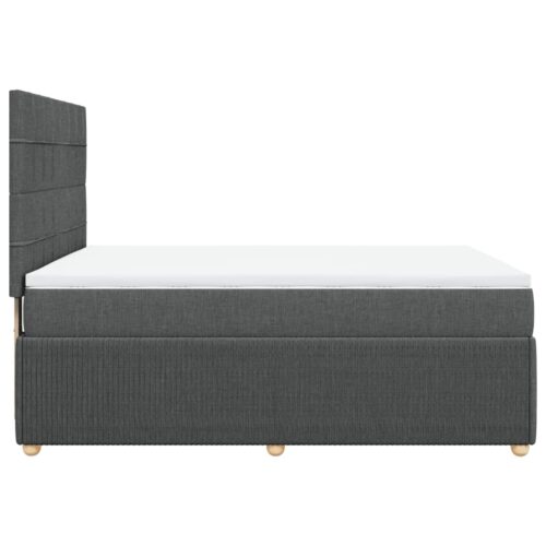 Fabric Bed Frame with Mattress Set Spring Box Base Platform Dark Grey Queen - Image 5