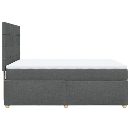 LED Lights Bed Frame with Mattress & Topper Set Fabric Spring Base Dark Grey Queen - Image 7