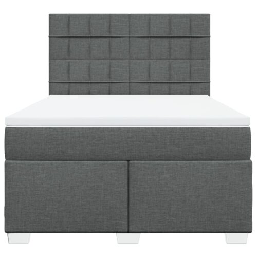 Bed Frame with Mattress & Topper Set Fabric Spring Base Dark Grey Queen - Image 4