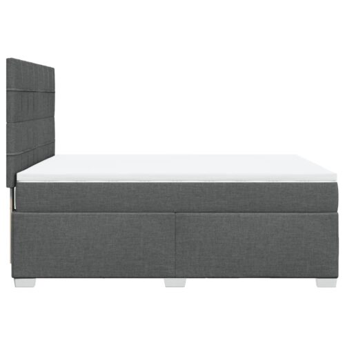 Bed Frame with Mattress & Topper Set Fabric Spring Base Dark Grey Queen - Image 5