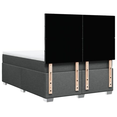 Bed Frame with Mattress & Topper Set Fabric Spring Base Dark Grey Queen - Image 6
