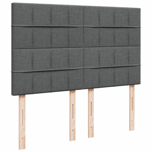 Bed Frame with Mattress & Topper Set Fabric Spring Base Dark Grey Queen - Image 7