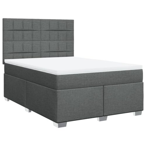 Bed Frame with Mattress & Topper Set Fabric Spring Base Dark Grey Queen - Image 13