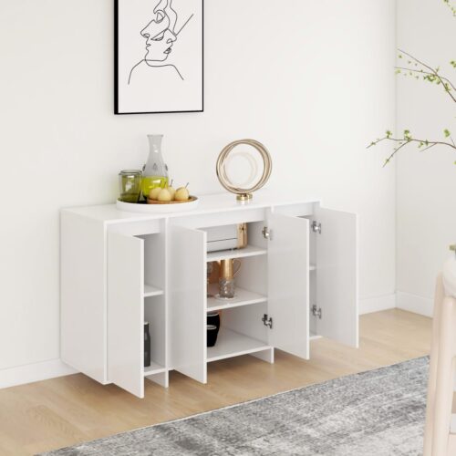 Wooden Buffet Sideboard Cabinet Storage Shelf Rack Cupboard Hallway Table White - Image 5