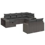 10-Piece Garden Sofa Set with Cushions Black Poly Rattan