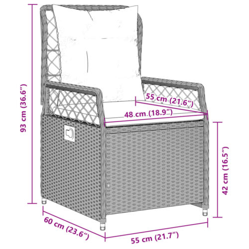 5-Piece Garden Dining Set with Cushions Grey Poly Rattan - Image 9