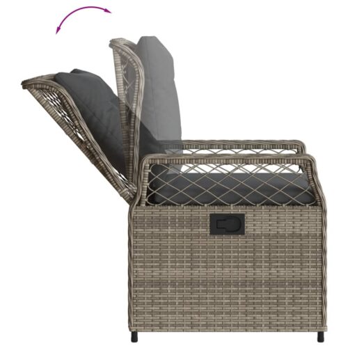 5-Piece Garden Dining Set with Cushions Grey Poly Rattan - Image 5