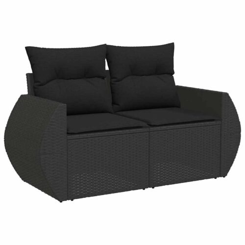 6-Piece Garden Sofa Set with Cushions Black Poly Rattan - Image 4