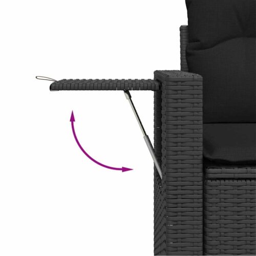6-Piece Garden Sofa Set with Cushions Black Poly Rattan Acacia - Image 11