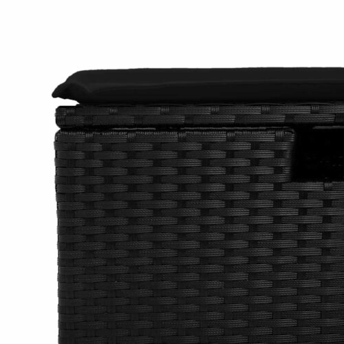 4-Piece Garden Sofa Set with Cushions Black Poly Rattan - Image 10