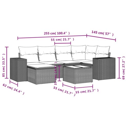 7-Piece Garden Sofa Set with Cushions Black Poly Rattan - Image 3