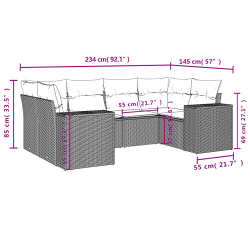 6-Piece Garden Sofa Set with Cushions Beige Poly Rattan - Image 3