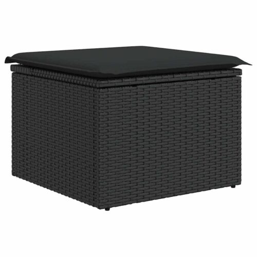 7-Piece Garden Sofa Set with Cushions Black Poly Rattan - Image 6