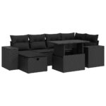 8-Piece Garden Sofa Set with Cushions Black Poly Rattan