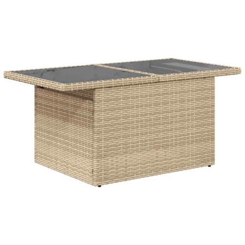 7-Piece Garden Sofa Set with Cushions Beige Poly Rattan - Image 6