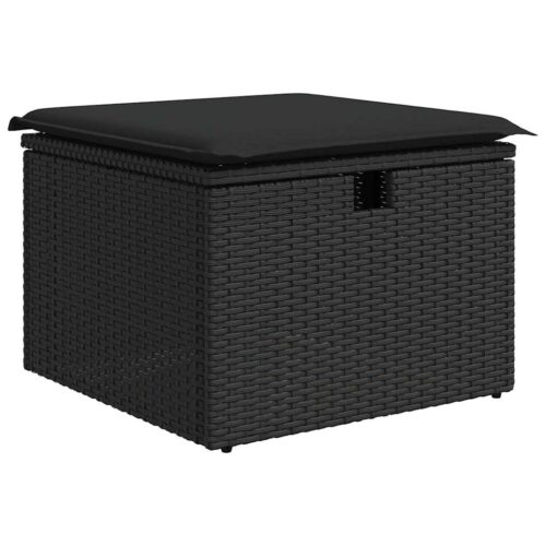 5-Piece Garden Sofa Set with Cushions Black Poly Rattan - Image 7