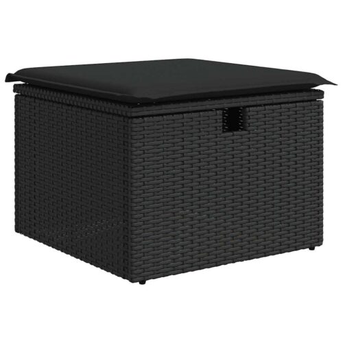 9-Piece Garden Sofa Set with Cushions Black Poly Rattan - Image 7