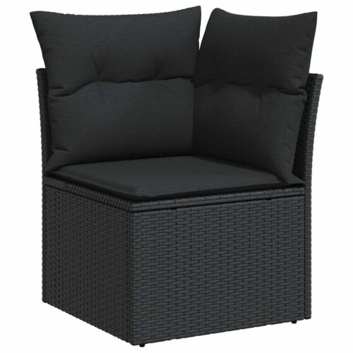 10-Piece Garden Sofa Set with Cushions Black Poly Rattan - Image 4