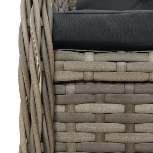 7-Piece Garden Dining Set with Cushions Grey Poly Rattan - Image 6