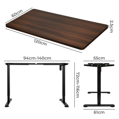 Levede Motorised Standing Desk Height 120cm Walnut 800x 1.5MM - Image 3
