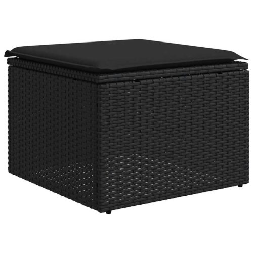 2-Piece Garden Sofa Set with Cushions Black Poly Rattan Acacia - Image 4