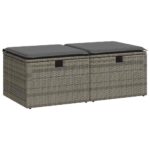 2-Piece Garden Sofa Set with Cushions Grey Poly Rattan Acacia