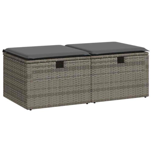 2-Piece Garden Sofa Set with Cushions Grey Poly Rattan Acacia