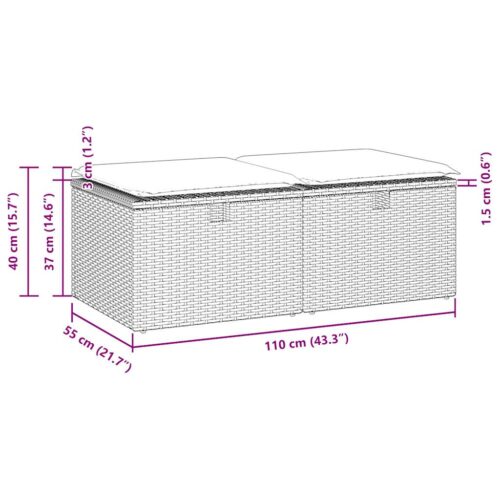 2-Piece Garden Sofa Set with Cushions Grey Poly Rattan Acacia - Image 7