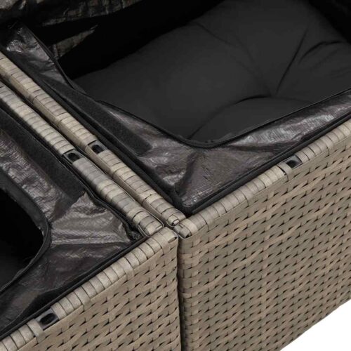 6-Piece Garden Sofa Set with Cushions Grey Poly Rattan - Image 11