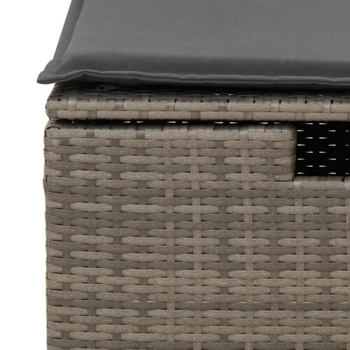 4-Piece Garden Sofa Set with Cushions Grey Poly Rattan - Image 11