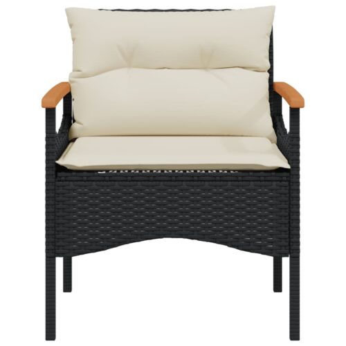 4-Piece Garden Sofa Set with Cushions Black Poly Rattan - Image 6