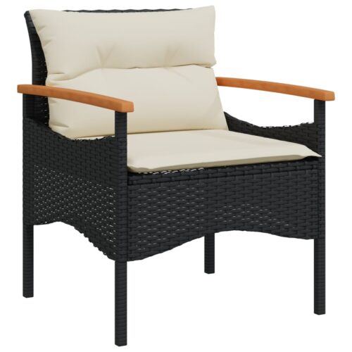 4-Piece Garden Sofa Set with Cushions Black Poly Rattan - Image 7