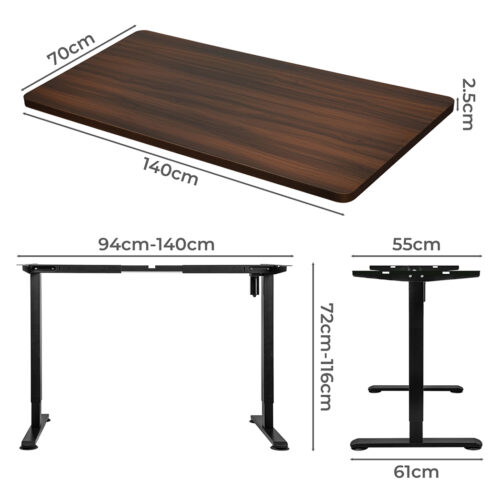 Levede Motorised Standing Desk Adjustable 140cm Walnut 1000x 1MM - Image 3