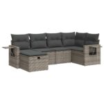 6-Piece Garden Sofa Set with Cushions Grey Poly Rattan