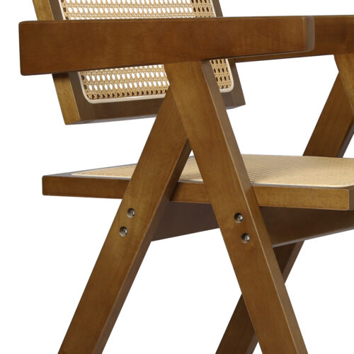 Levede 1x Walnut Wicker Armchair Dining Chair - Image 6