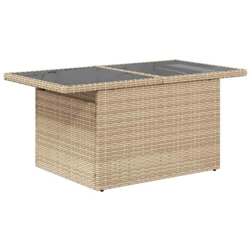 7-Piece Garden Sofa Set with Cushions Beige Poly Rattan - Image 6