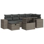 8-Piece Garden Sofa Set with Cushions Grey Poly Rattan