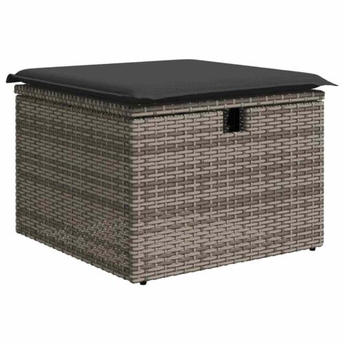 8-Piece Garden Sofa Set with Cushions Grey Poly Rattan Acacia - Image 6