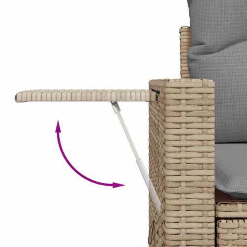 7-Piece Garden Sofa Set with Cushions Beige Poly Rattan - Image 11