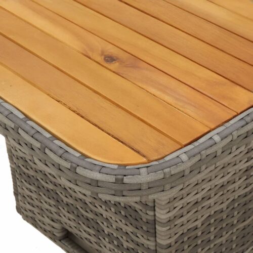 3-Piece Garden Dining Set with Cushions Grey Poly Rattan - Image 8