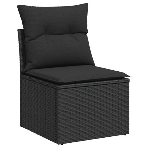 8-Piece Garden Sofa Set with Cushions Black Poly Rattan - Image 3