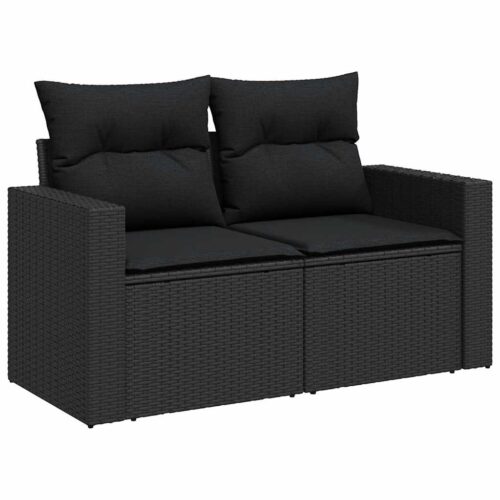 8-Piece Garden Sofa Set with Cushions Black Poly Rattan - Image 5