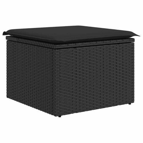 9-Piece Garden Sofa Set with Cushions Black Poly Rattan - Image 6